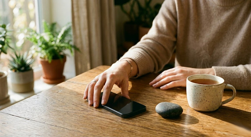 A calm, peaceful representation of taking a pause during trauma healing