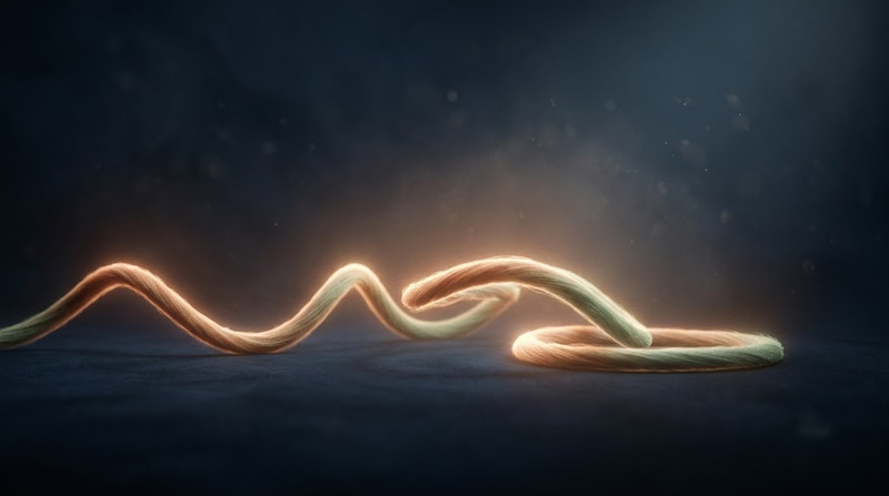 Abstract conceptual image of a soft glowing line representing a safe rope, symbolizing perception shifts in trauma therapy.
